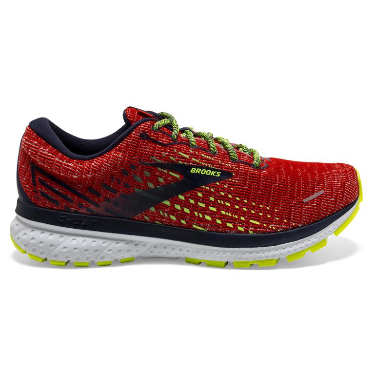 Brooks Ghost 13 Road Running Shoes - Men's - Tomato red/Navy/Nightlife (65102-COGZ)